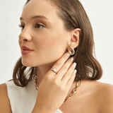 18k Gold Plated Silver Round Cornered Triangle Earrings