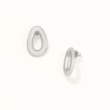 18k White Gold Plated Silver Round Cornered Triangle Earrings