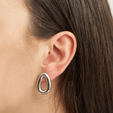 18k White Gold Plated Silver Round Cornered Triangle Earrings