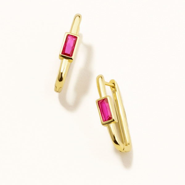 18k Gold Plated Silver Ruby Stone Earrings