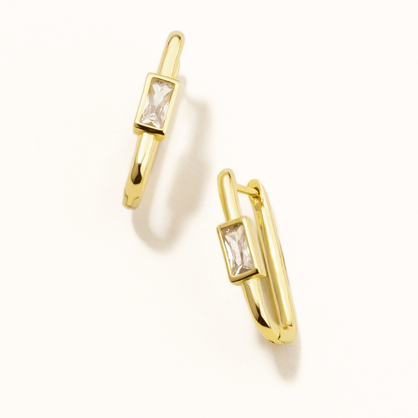 18k Gold Plated Silver White Stone Earrings