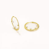 18k Gold Plated Silver Hoop Earrings with Pearls Inside
