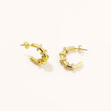 18k Gold Plated Silver Hoop Earrings with Zircon Stones