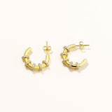 18k Gold Plated Silver Hoop Earrings with Zircon Stones