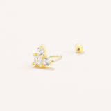 18k Gold Plated Silver Heart Figured Tragus Earring with Zircon Stone