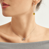 18k White Gold Plated Silver Pendant Geometric Shaped Necklace with Zircon Stone