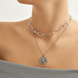 18k White Gold Plated Silver Interlocking Large Chain Necklace