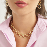 18k Gold Gold Plated Silver Thick Circle Chain Necklace