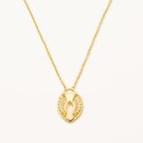 18k Gold Gold Plated Silver Lock Necklace with Zircon Stone