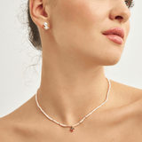 18k Gold Gold Plated Silver Cherry Figured Pearl Necklace
