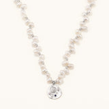 18k White Gold Plated Silver Seashell Figured Locket Pearl Necklace