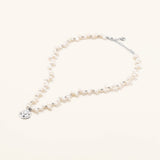 18k White Gold Plated Silver Seashell Figured Locket Pearl Necklace