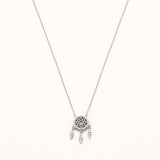 18k White Gold Plated Silver Dream Catcher Necklace with Zircon Stone