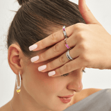 18k White Gold Plated Silver Multicolored Square Zircon Stone Eternity Ring