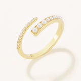 18k Gold Plated Silver Pearl Row Ring