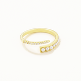 18k Gold Plated Silver Pearl Row Ring