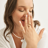 18k Gold Plated Silver Pearl Row Ring