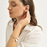 18k Gold Plated Silver Pearl Row Ring