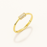18k Gold Plated Silver Adjustable Geometric Shaped Ring with Zircon Stone