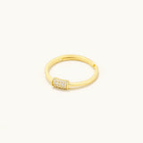 18k Gold Plated Silver Adjustable Geometric Shaped Ring with Zircon Stone