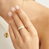 18k Gold Plated Silver Adjustable Geometric Shaped Ring with Zircon Stone