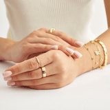 18k Gold Plated Silver Adjustable Geometric Shaped Ring with Zircon Stone