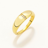 18k Gold Plated Silver Single Row Zircon Stone Ring