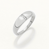 18k White Gold Plated Silver Single Row Zircon Stone Ring
