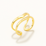 18k Gold Plated Silver Adjustable Double Row Ring
