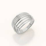 18k White Gold Plated Silver 7 Row Wide Ring