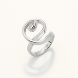 18K White Gold Plated Silver Asymmetric Ring