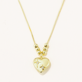 18k Gold Gold Plated Silver Necklace with Polar Star Figure on Heart