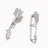 18k White Gold Plated Silver Arrow Figure Earring with Zircon Stone