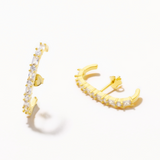 18k Gold Plated Silver Spiral Earrings with Zircon Stones