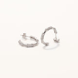18k White Gold Plated Silver Bone Hoop Earrings with Zircon Stones