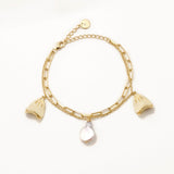 18k Gold Plated Silver Pearl Pendant Chain Bracelet