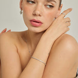 18k White Gold Plated Silver Waterway Bracelet with White Zircon Stone