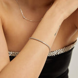 18k White Gold Plated Silver Waterway Bracelet with White Zircon Stone
