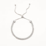 18k White Gold Plated Silver Waterway Bracelet with Double Row of White Zircon Stones