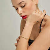 18k Gold Plated Silver Chain Bracelet with White Stone