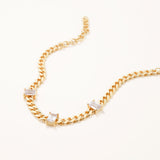 18k Gold Plated Silver Chain Bracelet with White Stone
