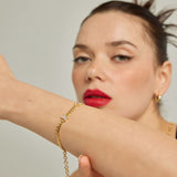 18k Gold Plated Silver Chain Bracelet with White Stone