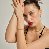 18k Gold Plated Silver Chain Bracelet with White Stone