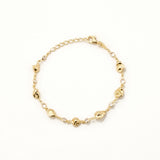 18k Gold Plated Silver Shell Chain Bracelet with White Stone