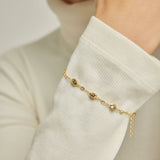 18k Gold Plated Silver Shell Chain Bracelet with White Stone
