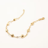 18k Gold Plated Silver Shell Chain Bracelet with White Stone