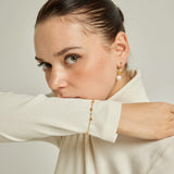 18k Gold Plated Silver Shell Chain Bracelet with White Stone