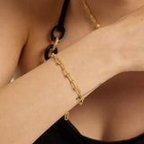 18k Gold Plated Silver Interlocking Chain Bracelet