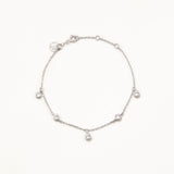 18k White Gold Plated Silver Dangle Stone Bracelet