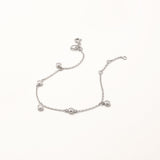 18k White Gold Plated Silver Dangle Stone Bracelet